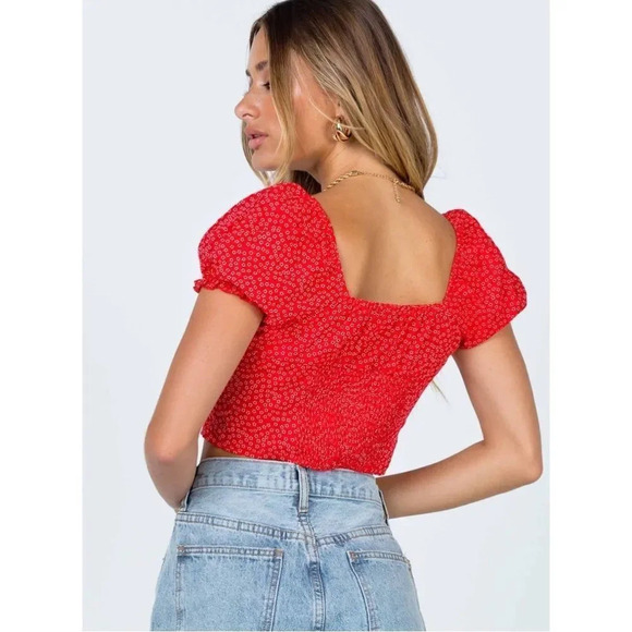Princess Polly The Laura Red Floral Crop Top - Picture 2 of 8